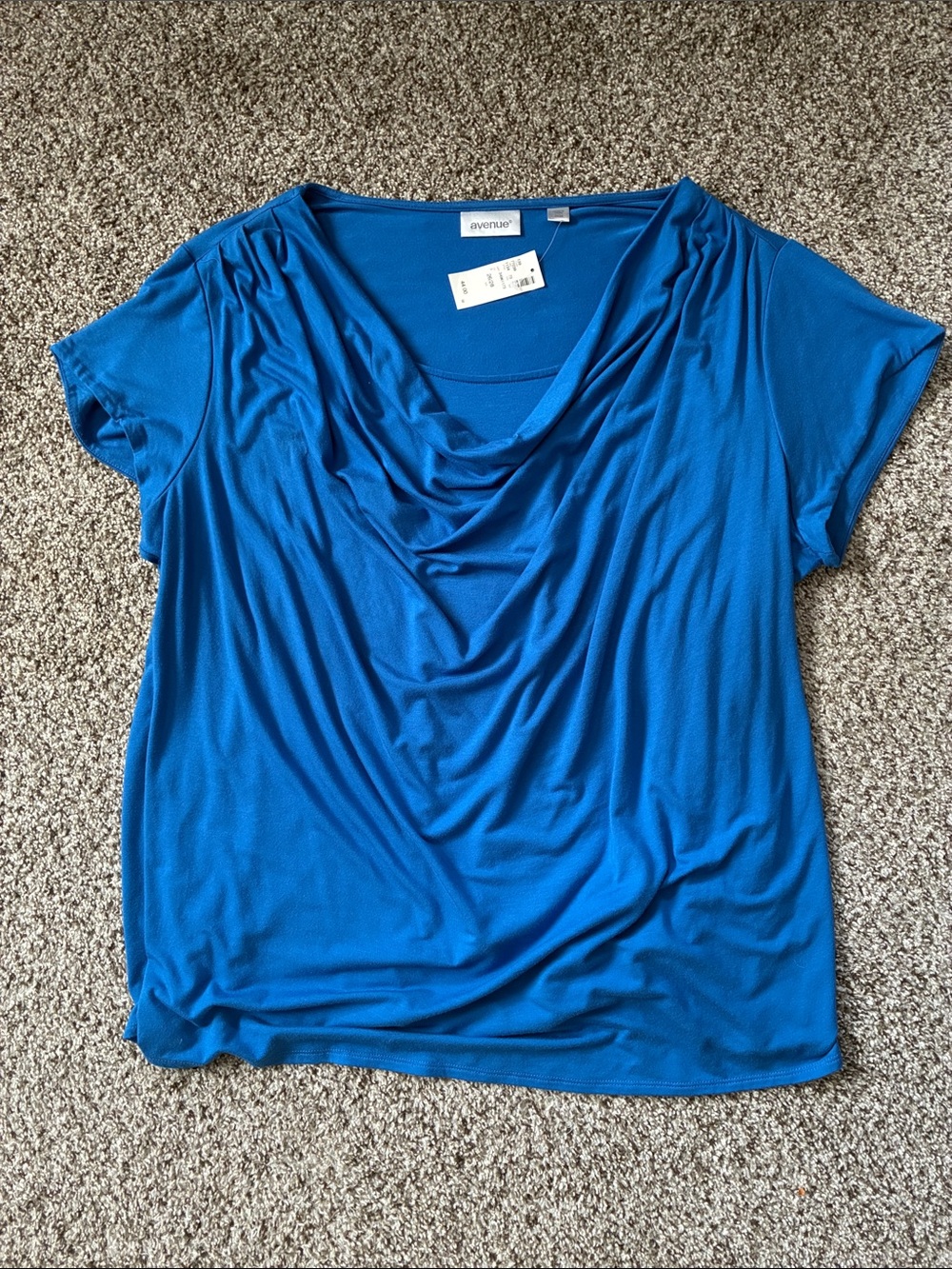 🦋 NWT $44 Avenue Cowl Neck Short Sleeve Top - Royal Blue